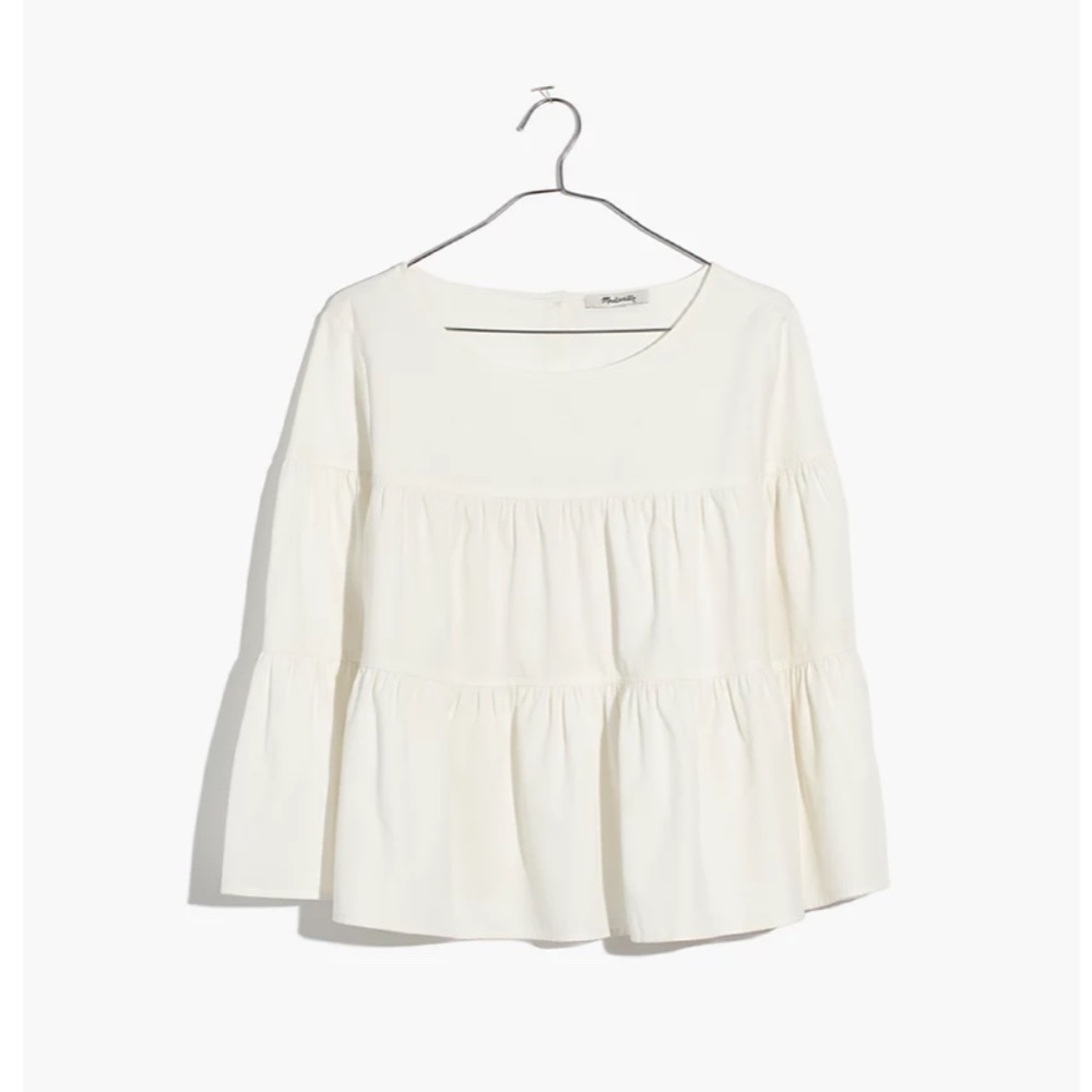 White Madewell Tiered Button-Back Top - Size L